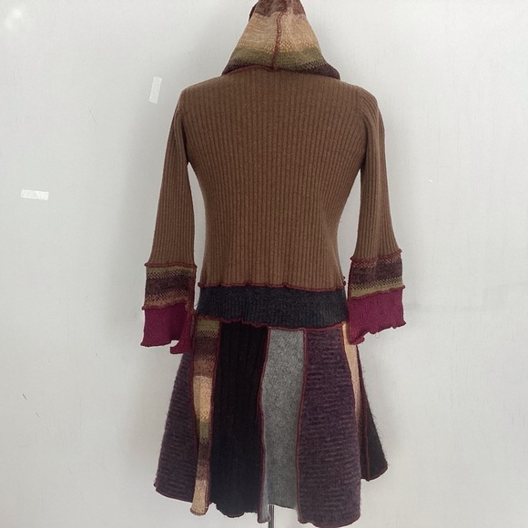 Boho whimsigoth cottagecore lagenlook dark Fairy upcycled hooded sweater tunic S - Picture 11 of 15